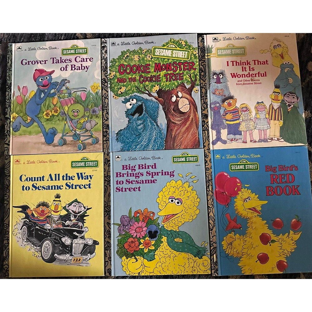 Vintage Sesame Street Little Golden Books Lot of 6 Big Bird Cookie Monster Grove